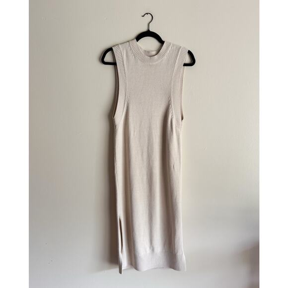 H&M Beige Sleeveless Knit Side Slit Sweater Dress - XS - Fall Family Photos - Picture 1 of 6